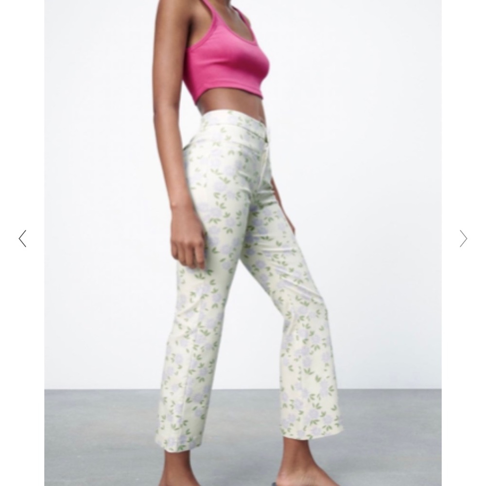 Zara NWT mini flare floral print crop ankle pants M